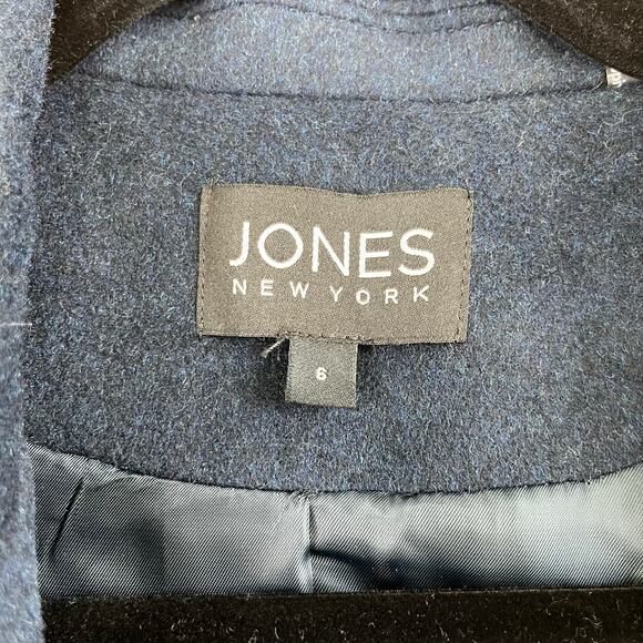 Jones New York Coat Navy Wool Blend Long Overcoat Size 6 NWT MSRP $400 - Picture 4 of 16